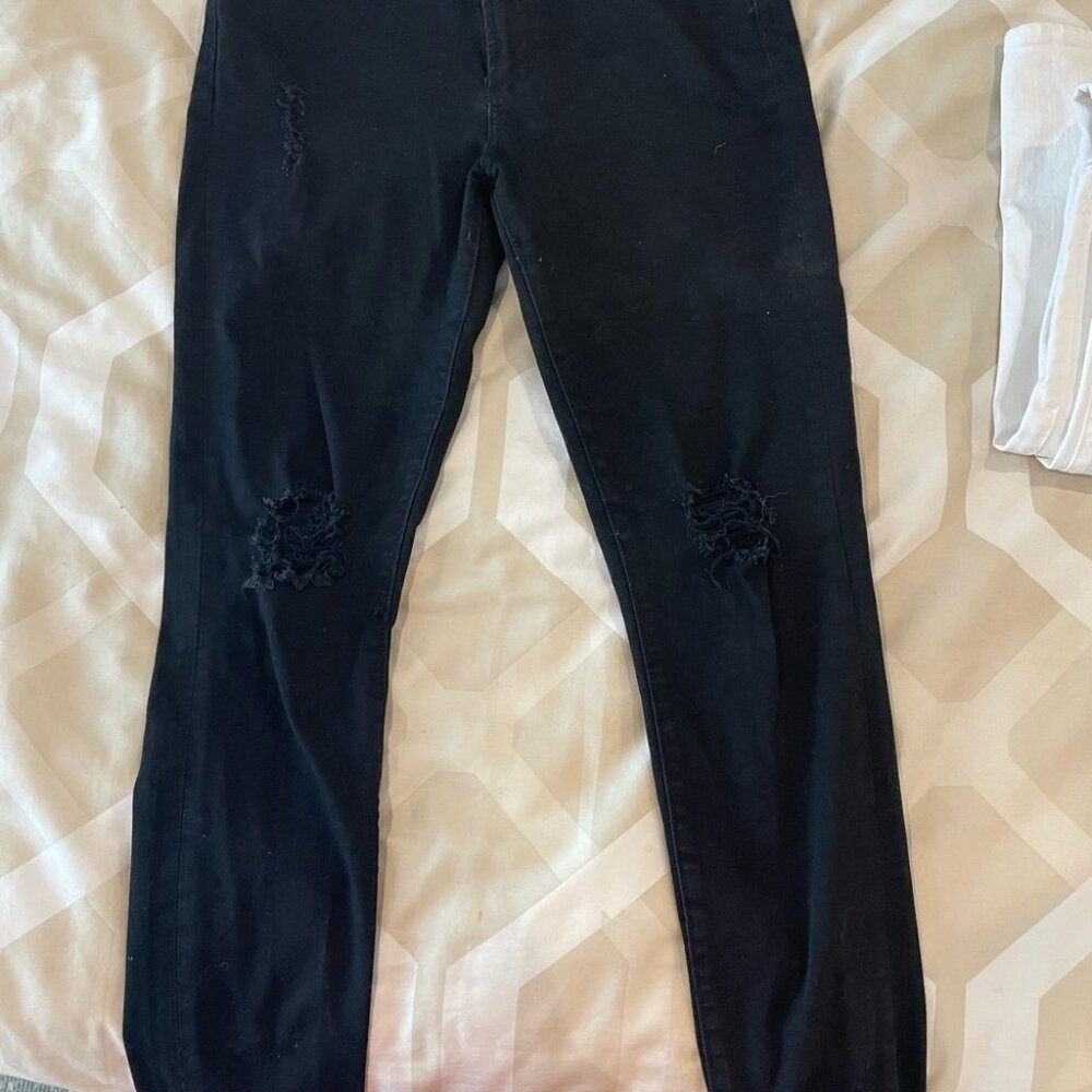 Articles of Society Stretch Distressed High Waist Jeans Black